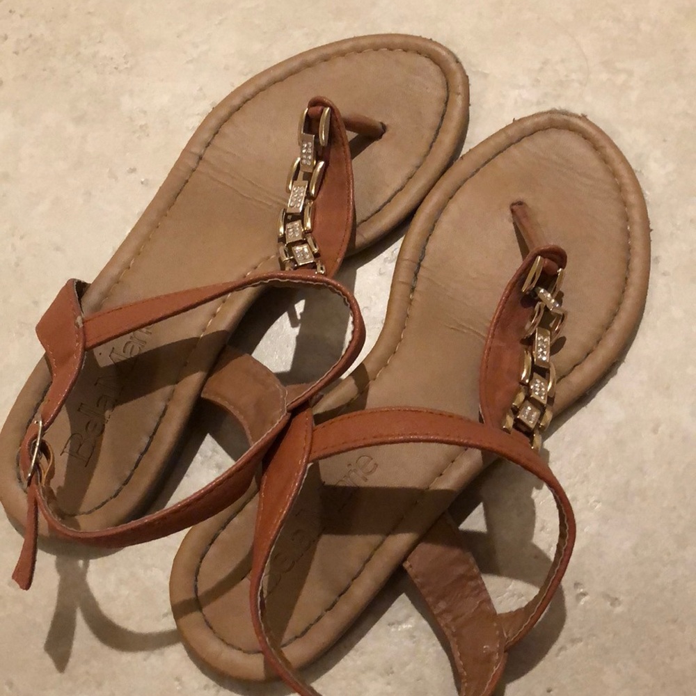 Tan and Gold Sandals with chain